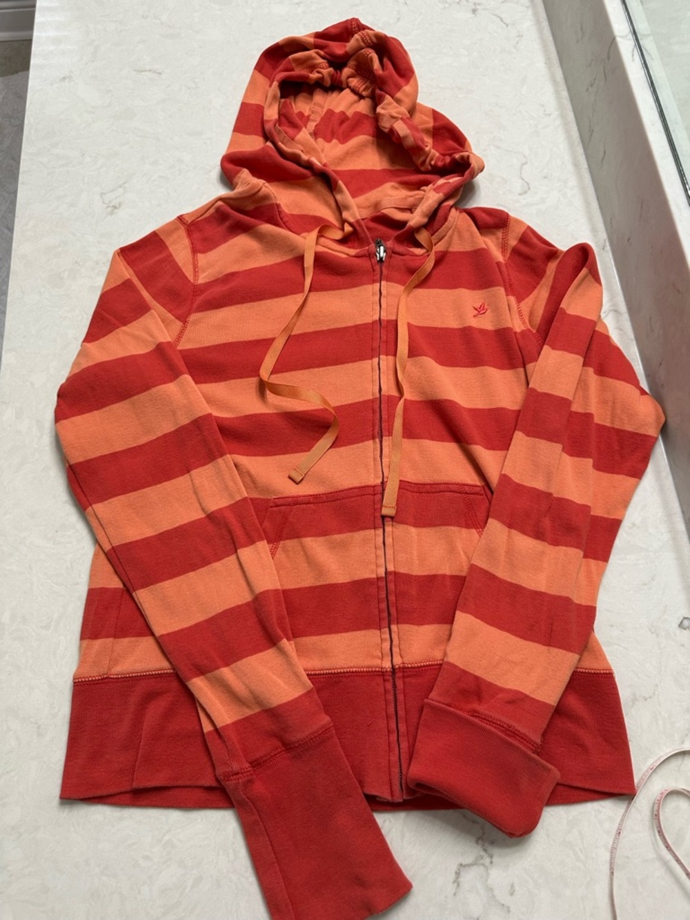 Aerie Striped light and dark orange zip hoodie, M - Picture 3 of 8